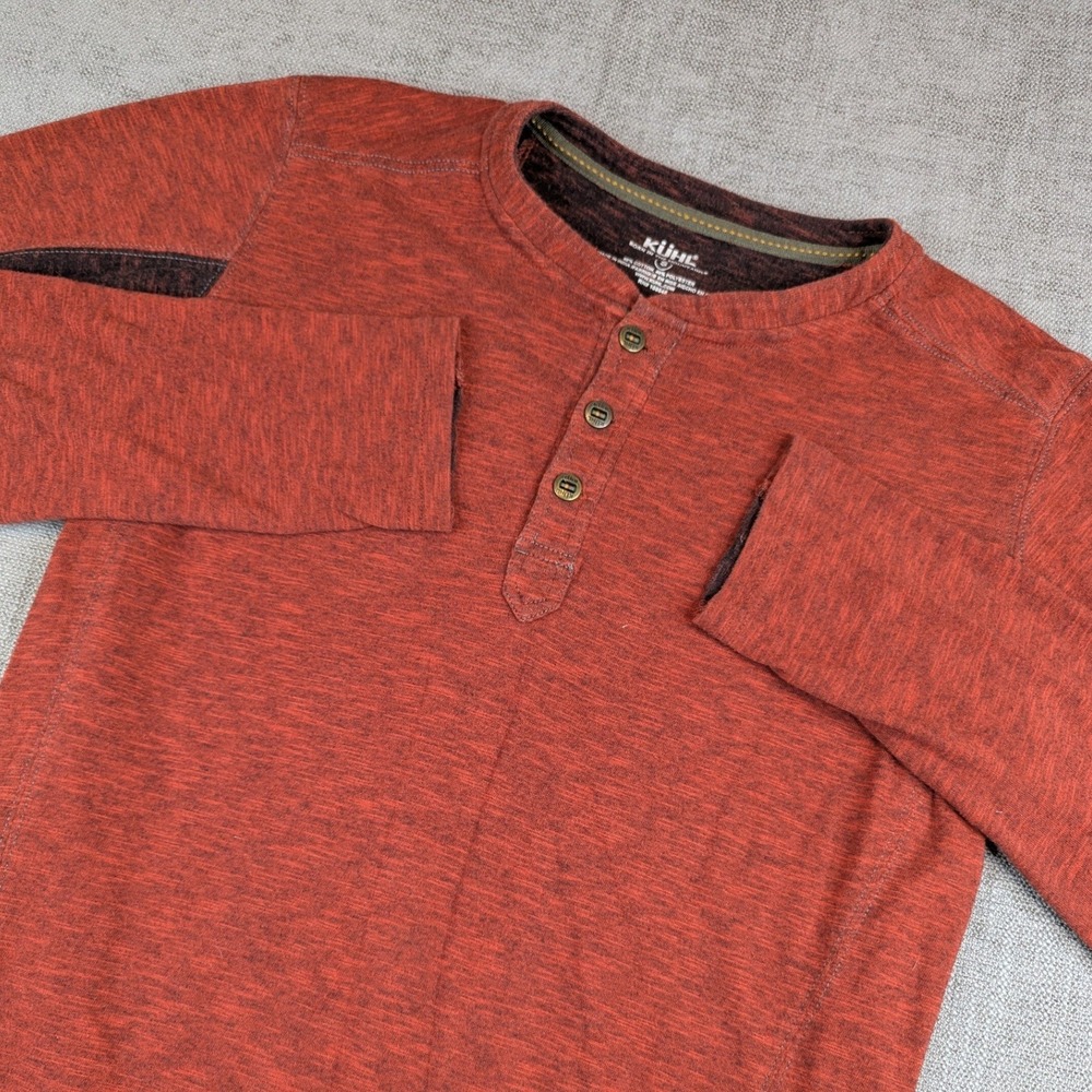 KUHL Henley Shirt Mens S Red Long Sleeve Thumbhole Outdoor Baselayer Gorpcore